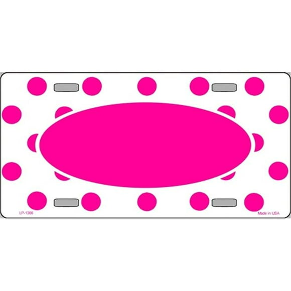 Hot Pink Dots on White- Ovals in the Middle- Flat Automotive License Plates Blanks for Customizing