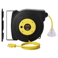 thumbnail image 1 of STAWAY Enrouleur de Rallonge Rétractable 50 Pieds, 14AWG Robuste, 3 Prises avec Lumière, Protection contre les Surcharges, Rétractable Automatiquement, Montable au Mur, Parfait pour Outils Électriques, 1 of 9