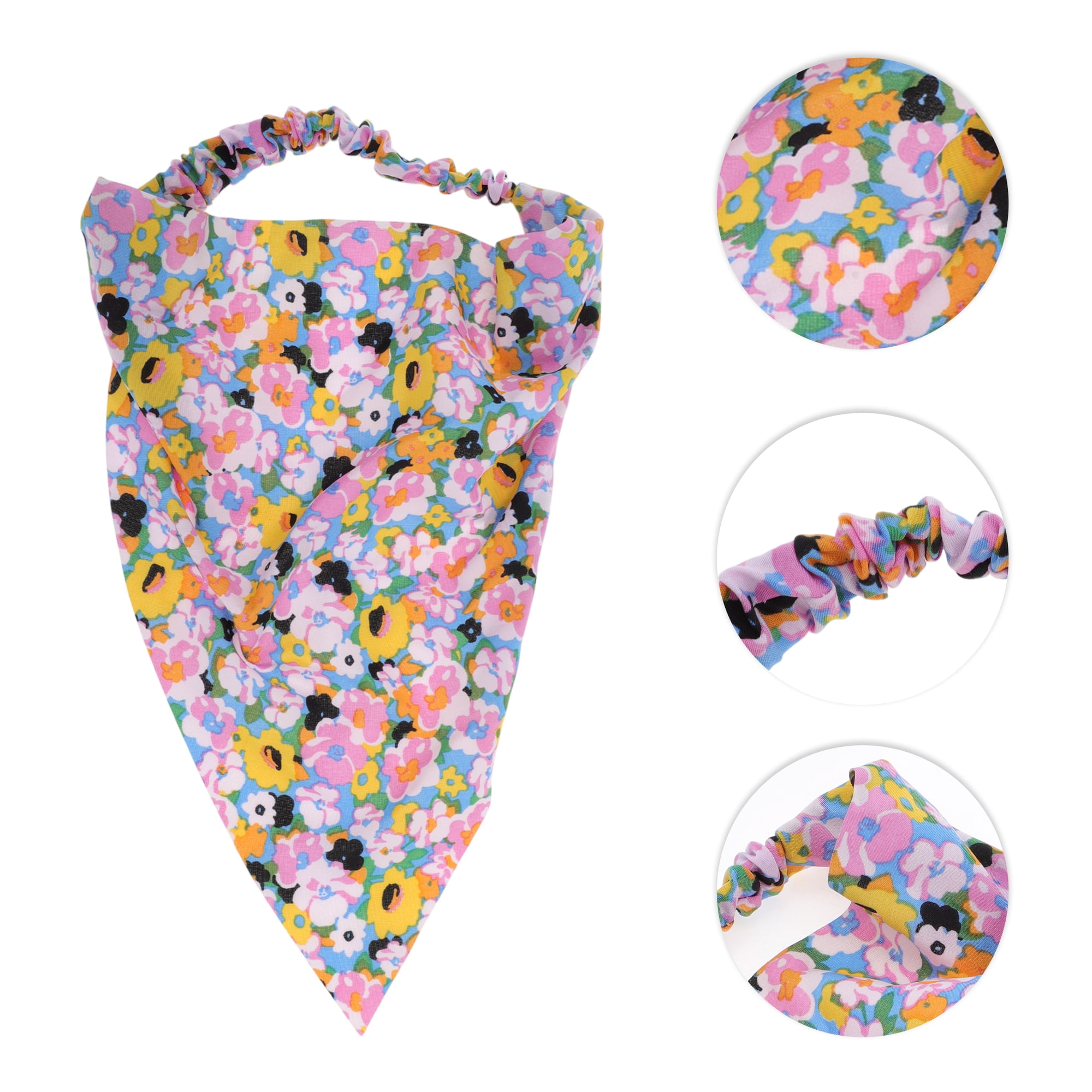 Unique Bargains 1pc Colorful Floral Elastic Headwrap for Hair Styling Blue Orange