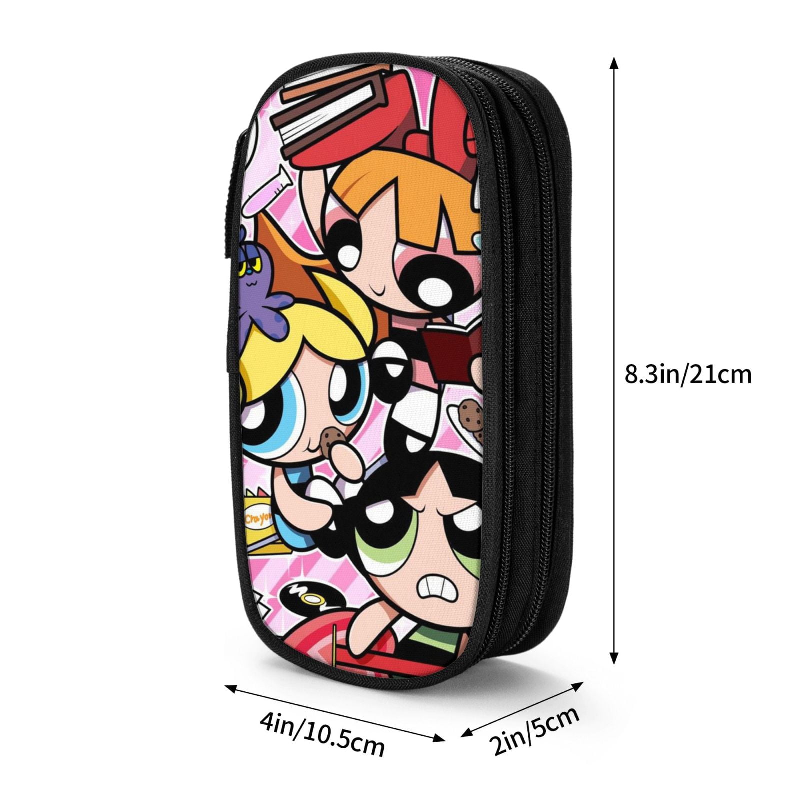 The Powerpuff Gi-rls Pencil Case Large Capacity Pencil Pouch Pen Bag Office Stationery Organizer Travel Makeup Bag Black