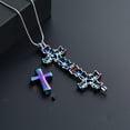 thumbnail image 4 of Forever in My Heart Corss Urn Necklace for Ashes, Stainless Steel Hollow Double Cross Cremation Urn Jewelry Memorial Necklace Pendant for Ashes for Women, 4 of 7