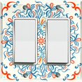 thumbnail image 1 of Metal Light Switch Plate Cover Colorful White Flower Heart Mandala Tile Pattern TIL037, 1 of 13