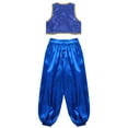 thumbnail image 4 of Aislor Kids Boys Arabian Prince Street Rats Costume Silky Waistcoat with Harem Dance Pants Blue 8, 4 of 7