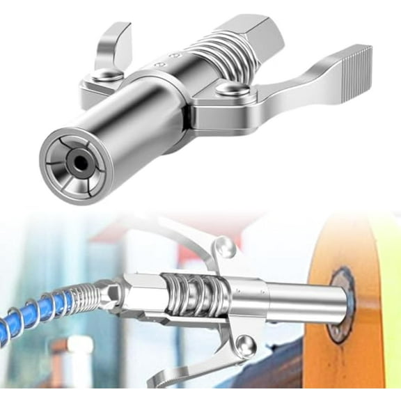 Grease Gun Tips with Locking Tips, Universal Lock and Lube Grease Gun Coupler, 12000 PSI Grease Tips, Durable Steel Locking Coupler Adapter