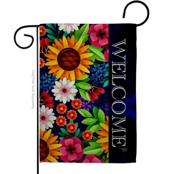 Breeze Decor G120079-BO 13 x 18.5 in. Flower Blooming Welcome Sweet Life Home Vertical Garden Flag with Double-Sided House Decoration Banner Yard Gift