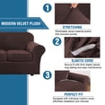 thumbnail image 6 of TOPCHANCES 3-Piece Velvet Plush High Stretch Sofa Cover Slipcover, With Separate Cushion Covers (Brown , Loveseat/2-seater), 6 of 7
