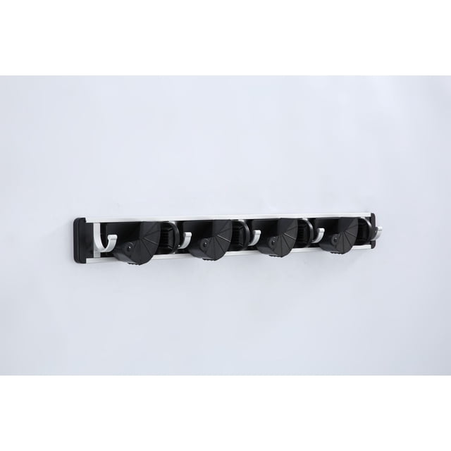Percha de aluminio sin perforaciones para trapeador, gancho para escoba, estante de almacenamiento para trapeador y escoba montado en la pared, estante para trapeador