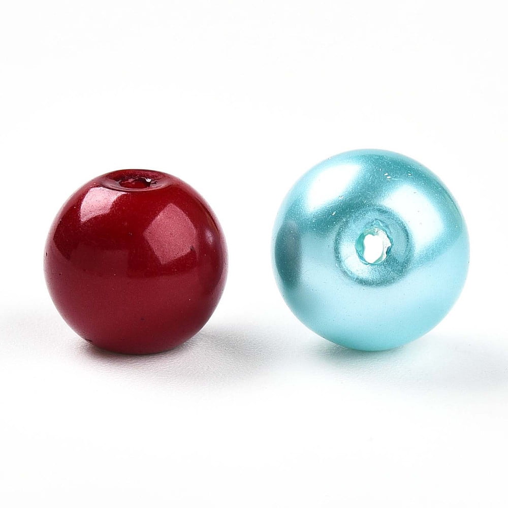1000gs Baking Painted Pearlized Glass Pearl Beads Round Mixed color 9~10mm Hole: 1~1.5mm about 820pcs/1000g