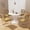 Yellow 2pcs, variant on 31.5" Mid Century Tulip Dining Table Set, MDF Round Pedestal Table with 2/4 Linen Rattan Cantilever Chairs for Small Space