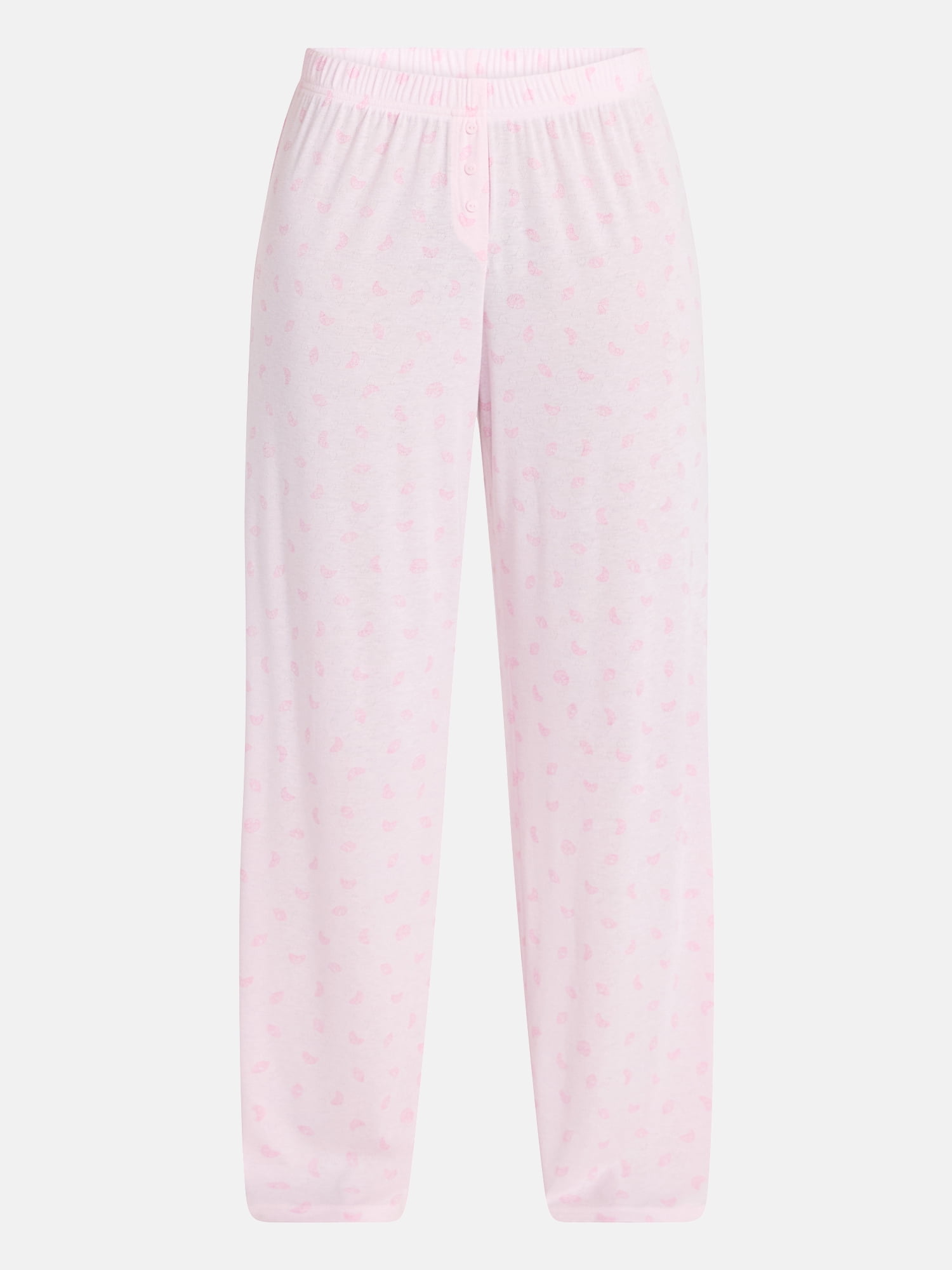 No Boundaries Pointelle Baby Tee and Pants Sleep Set, 2-Piece, Women's XXS-3X