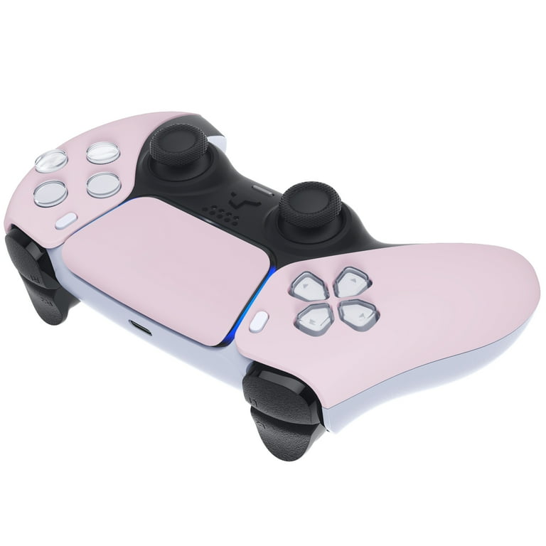 eXtremeRate Cherry Blossoms Pink Touchpad Front Housing Shell Compatible with ps5 Controller, Soft Touch DIY Replacement Shell Custom Touch Pad Cover