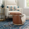 thumbnail image 5 of Bowery Hill Faux Leather Caramel Brown Ottoman Round Multifunctional 18" Assembled, 5 of 13