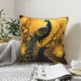 thumbnail image 4 of KLL Elegant Gold Leaf Peacock Decorative Throw Pillow Covers Velvet Soft for Couch Sofa Bedroom Living Room Outdoor (No pillow core)- 18"x18", 4 of 5