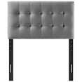 thumbnail image 3 of Contemporary Modern Urban Designer Bedroom Twin Size Tufted Headboard, Velvet Fabric, Grey Gray, 3 of 5