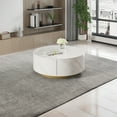 thumbnail image 2 of Magic Home Modern Round Coffee Table with Two Drawers,Circle Coffee Table Space-Saving Multiple Purpose for Living Room,dining room and home office,White, 2 of 10