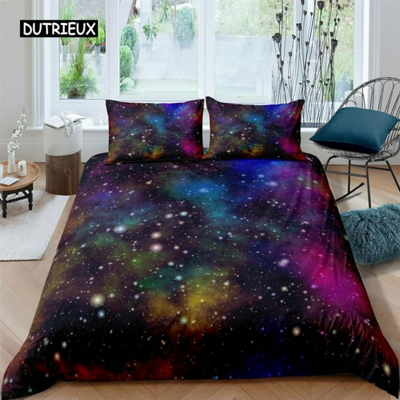 Purple Galaxy Duvet Cover Starry Sky Colorful Starry Bedding Set Outer Space Comforter Cover Sky Dre