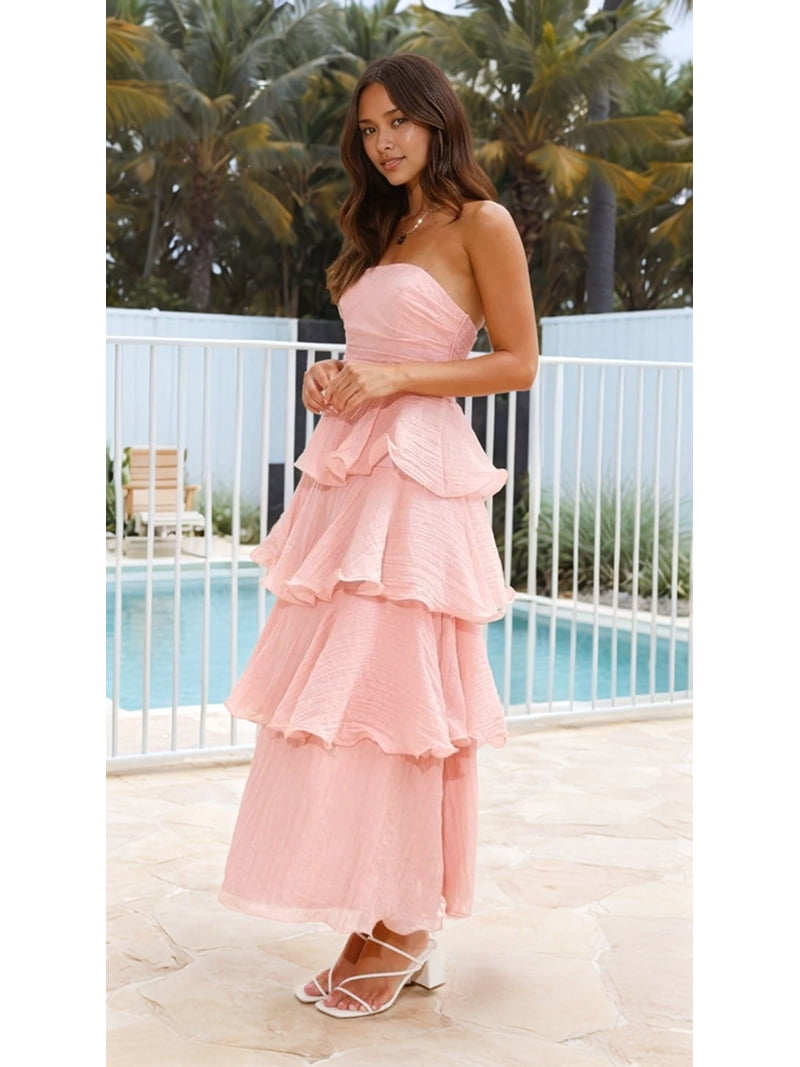 knee length dresses for ladies Hot Pink Luna Tie-Dye Halter Maxi Dress – Open Back, Deep V-Neck, Vacation  & Resort Wear