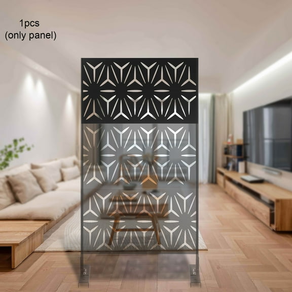 Modern Decorative Privacy Screen Panel Steel Laser Cut Black Room Divider Fence for Yard, Patio, Indoor Outdoor Privacy & Functional Area Partition