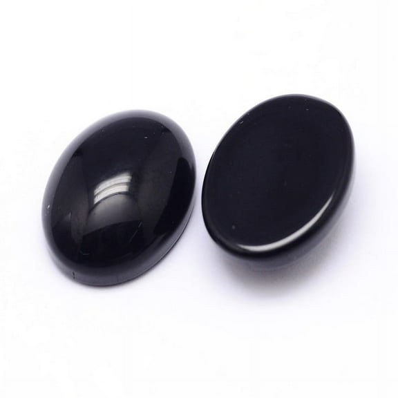 K9 Glass Cabochons Oval Flat Back Cabochons Black 18x13x6mm