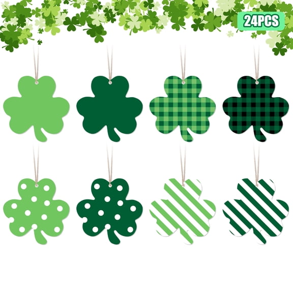 YIBAGA St. Patrick's Day Ornaments for Tree Wood, Shamrock Tree Decorations Hanging Ornaments for Holiday Home Indoor Outdoor Decorations
