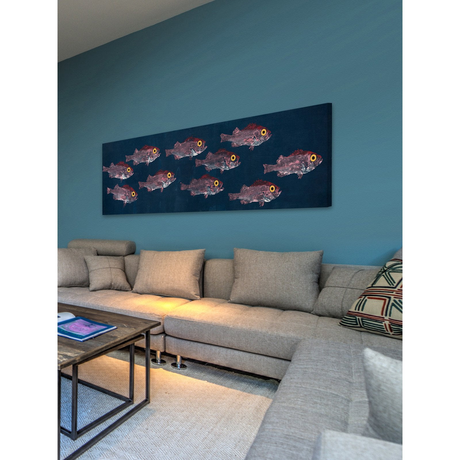 Marmont Hill "Big-Eyed Fish" by Michael Pantalos Painting Print on Wrapped Canvas