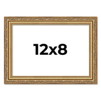 12x8 Frame Gold Solid Wood Picture Frame Width 1.25 Inches | Interior Frame Depth 0.375 Inches |