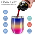 thumbnail image 3 of CHILLOUT LIFE Juego de 2 vasos de vino de acero inoxidable 12 oz Doble pared con tapa y pajitas arco iris, 3 of 5
