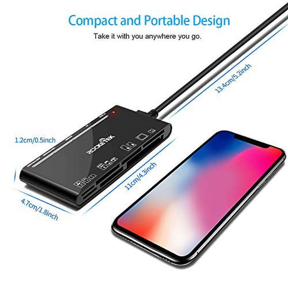 Rocketek Lecteur Carte SD with USB C Adapter Upgraded 7 in 1 Adaptateur Carte  SD 5Gbps Read Write for SD SDXC SDHC CF CFI TF XD Micro SD Micro SDXC Micro  SDHC
