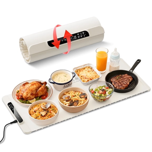 Electric Warming Tray, 35.4"x15" Warming Mat for Food, Extra Large Portable Food Warmers Mat for Buffets Parties,Fast Heating, White