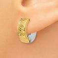 thumbnail image 3 of FB Jewels 14K Two Tone Gold Textured Hoop Earrings, 3 of 4