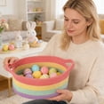 thumbnail image 3 of Storage Baskets, Woven Cotton Rope Storage Boxes with Handles, Gift Baskets and Baby Toy Organizers, Colorful Handmade Decorative Basket, 3 of 3