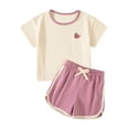 thumbnail image 2 of Cethrio Girls Cotton Outfit Sets, 2 Piece Summer Soft Short Sleeve Kids Clothing sets Pink Size 4-5 T, 2 of 5