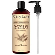 Castor Oil Shampoo Premium Hair Growth Shampoo with Cold Pressed Castor Oil, For All Hair Types, Moisturizes Hair, Keeps Hair Silky Soft and Smooth, 16 oz - Shiny Leaf