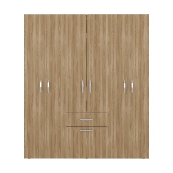 Ropero Closet 6 puertas y 2 cajones Color Madera RTA