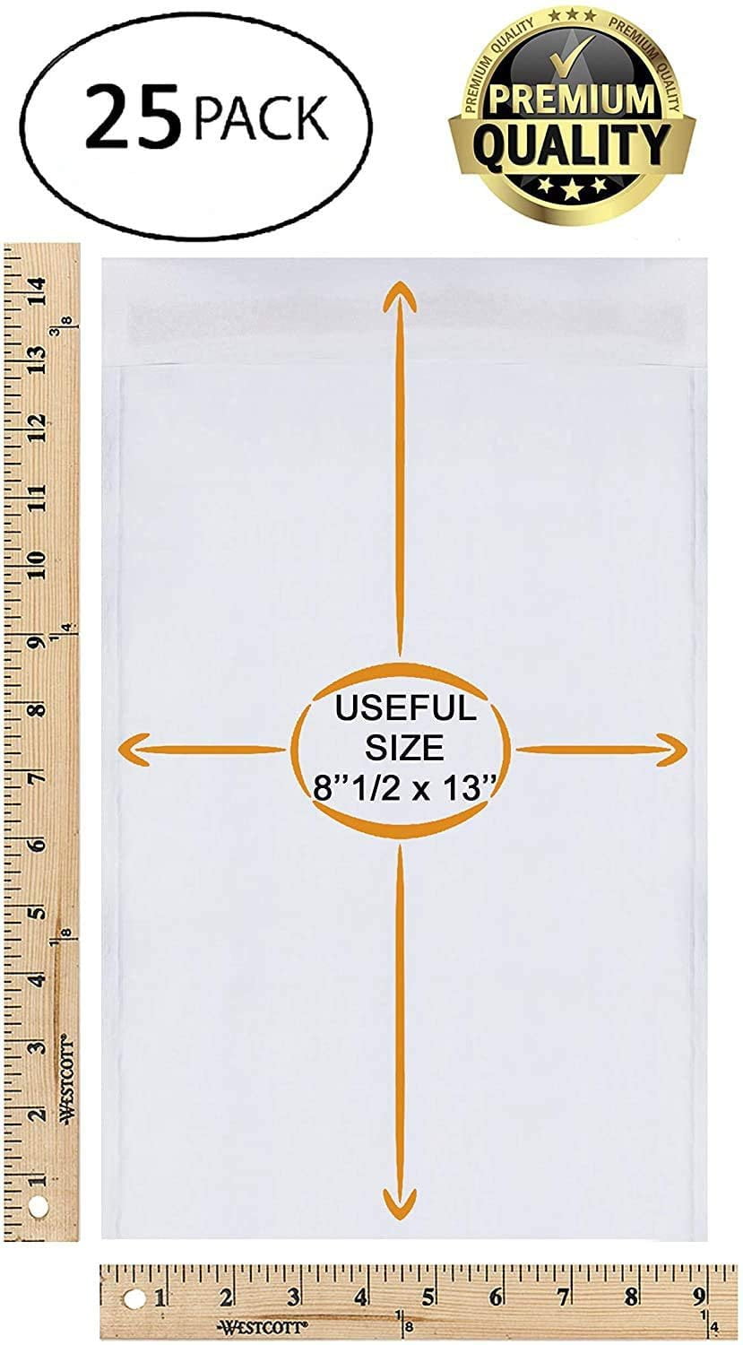 Peel and Seal 25 Pack White Kraft Padded envelopes 8.5 x 13 Cushion envelopes Bubble Mailers 8 1//2 x 13 Wholesale Price. Shipping mailing Heavy Duty Recyclable Kraft mailers in Bulk Packaging