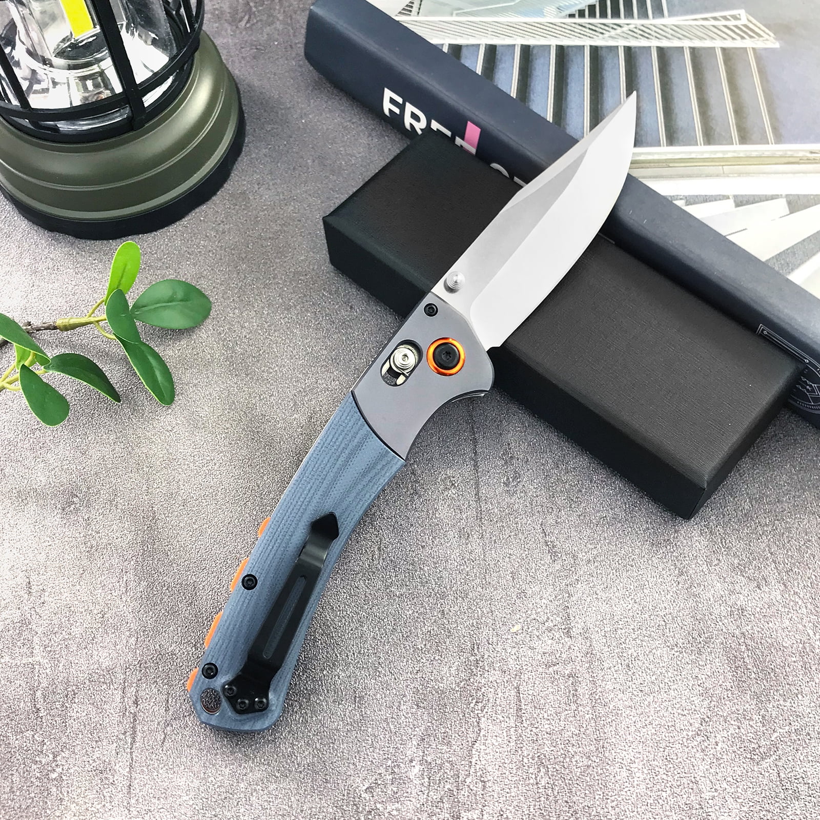 HUAAO 15080 EDC Knife, High-End Folding Knife, Red Stabilised Wood G10 Handle, Thumb or Double Handed Locking Suitable for Right and Left Handed (15080)