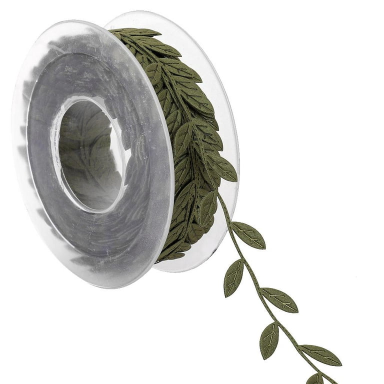 15 M Simulation Artificial Leaf Ribbon for DIY Craft Wreath Making , Deep Green Dark Green, Size: 25mmx15m