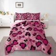 thumbnail image 2 of Erosebridal Leopard Cheepah Print Bedding Full Comforter Set, Girls Bow Down Comforter, Hot Pink, Breathable 3 Pieces, 2 of 7