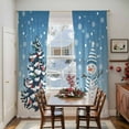 thumbnail image 5 of Sky Blue Christmas Sheer Curtains 108 Inches Long, Snowman Pine Tree Ball Snowflakes Light Filtering Window Curtains for Living Room, Rod Pocket Voile Sheer Curtain Drapes, 52"Wx108"L, 2 Panels, 5 of 9