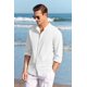 thumbnail image 2 of Camisa de lino para hombre, camisa de verano, camisa casual de corte regular para hombre, 2 of 4