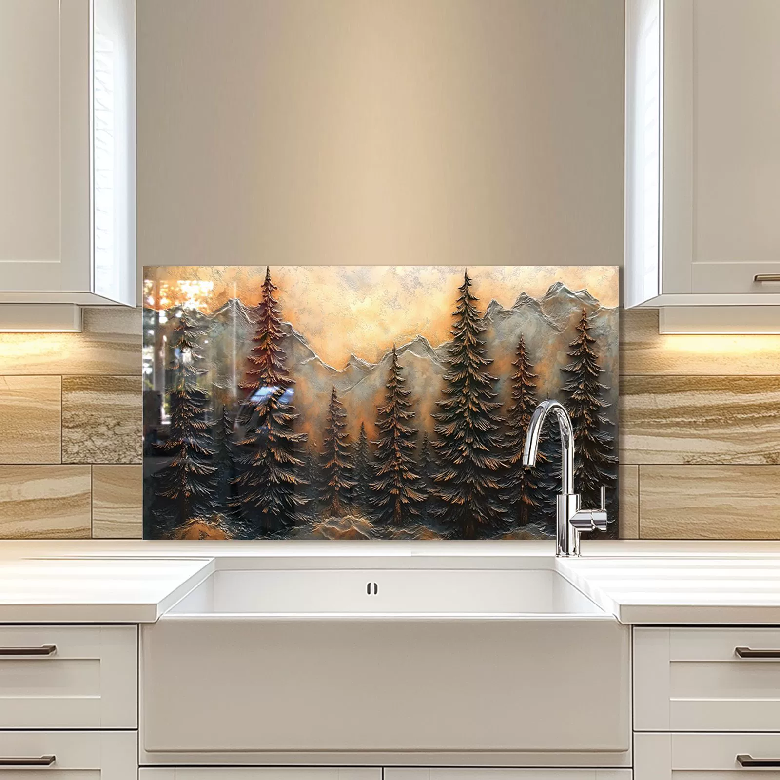 Tempered Glass Backsplash For Kitchen Behind Stove,Stove Back Top Cover,Easy to Clean Glass Splashback, Sink Cover Splash Guard,Home Kitchen Wall Decor