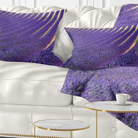 Designart 12" x 20" Blue Polyester Throw Pillow