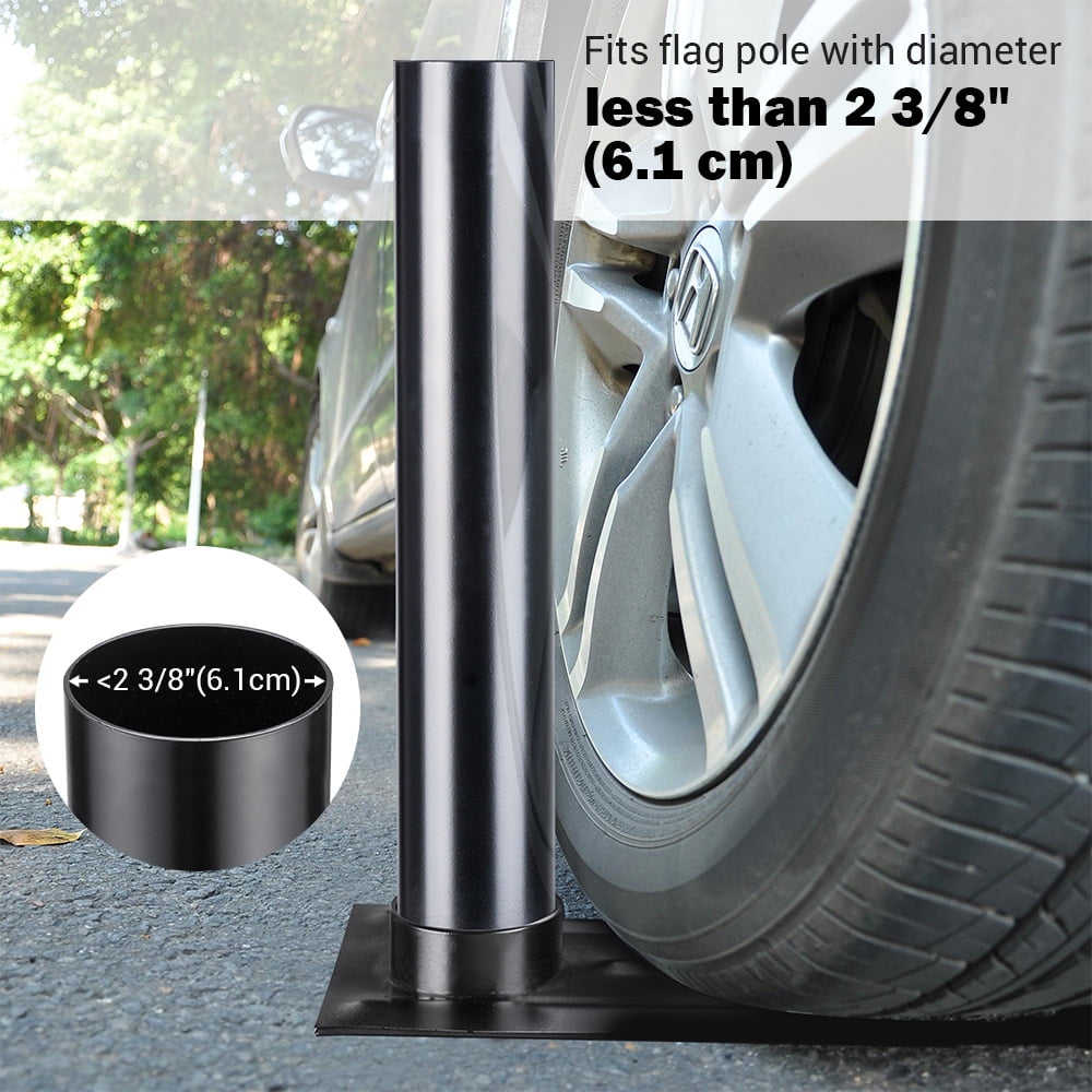 Yescom EZ GO 25Ft Telescopic Flag Pole Kit with Solar Light & Tire Mount Base for Tailgate Outside,Black