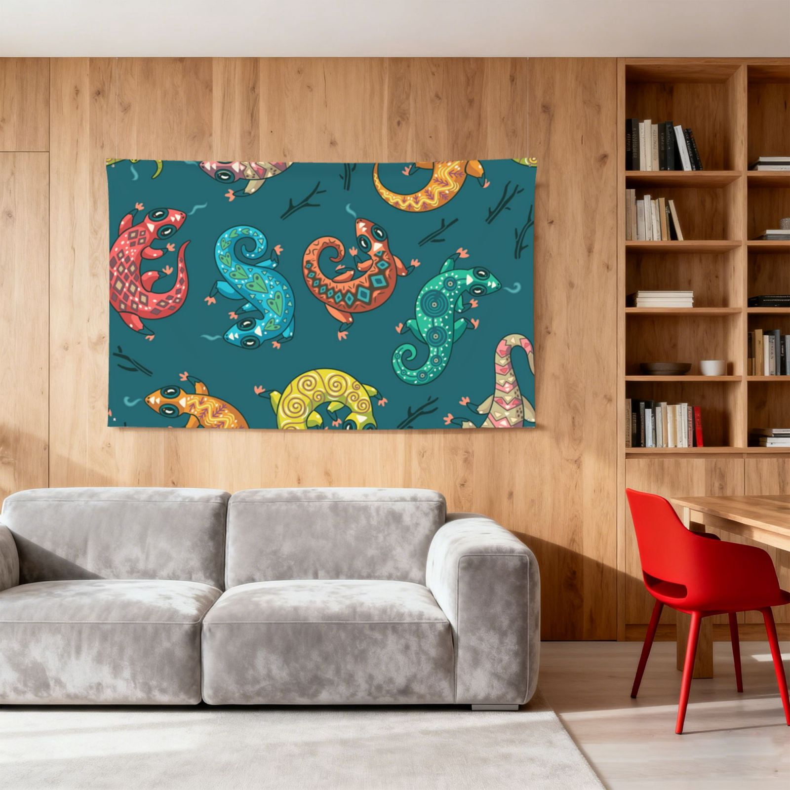 Electric Gecko Lizards Psychedelic Four Hole Decorated Banner Flag for Garden Yard Home Decoration Indoor Outdoor 4x6 Ft