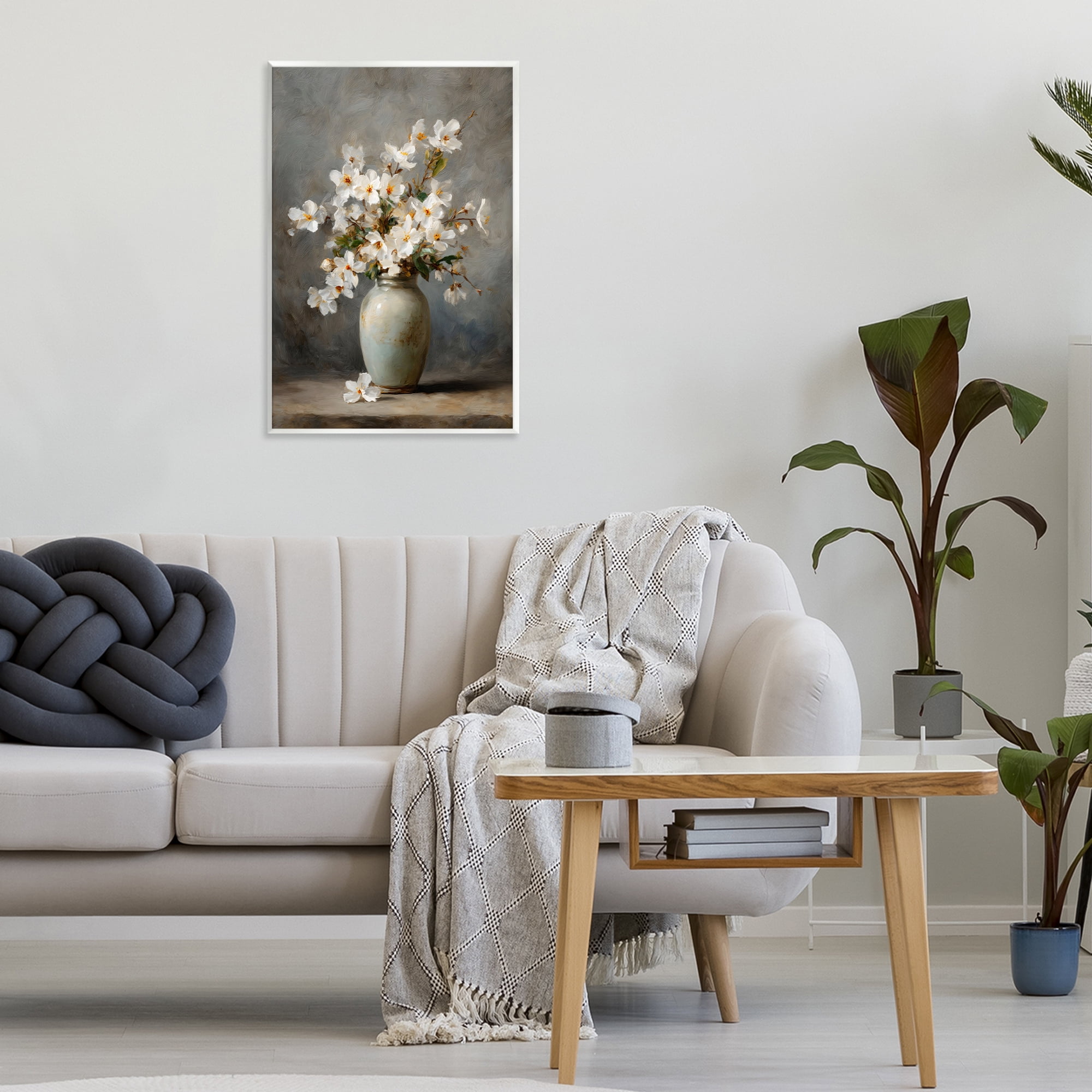 Stupell Industries Full White Flowers in Vase Wall Plaque Art, design by Petal Prints Design