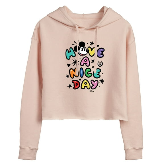 Disney - Mickey Mouse - Have A Nice Day - Juniors Cropped Pullover Hoodie