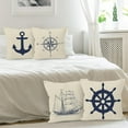 thumbnail image 3 of Navy Blue Nautical Ocean Boat Anchor Compass Throw Pillow Covers, Sailor Nautical Gifts, Ship Pillow Cases 18 x 18 Inch Home Ship Sofa Decor Set of 4, 3 of 6