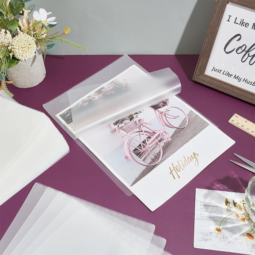 100Pcs Plastic Laminating Pouches Thermal Laminating Sheets Photo Protecting Sheets for Photos and Notes 10.35x8.43x0.004 inch Clear
