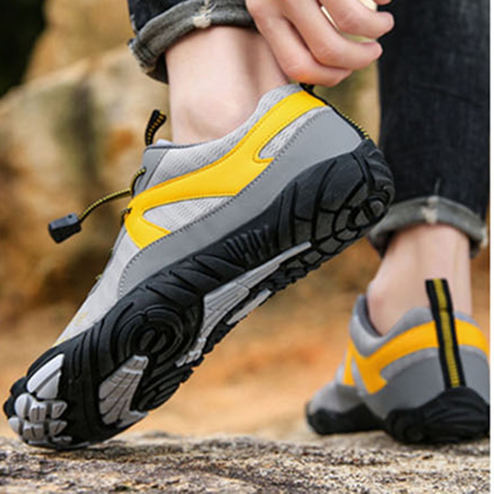 Womens Barefoot Quick Dry Water Hiking Shoes Breathable Lightweight Non Slip Trail Outdoor Athletic Sneakers Gray,Size 5.5