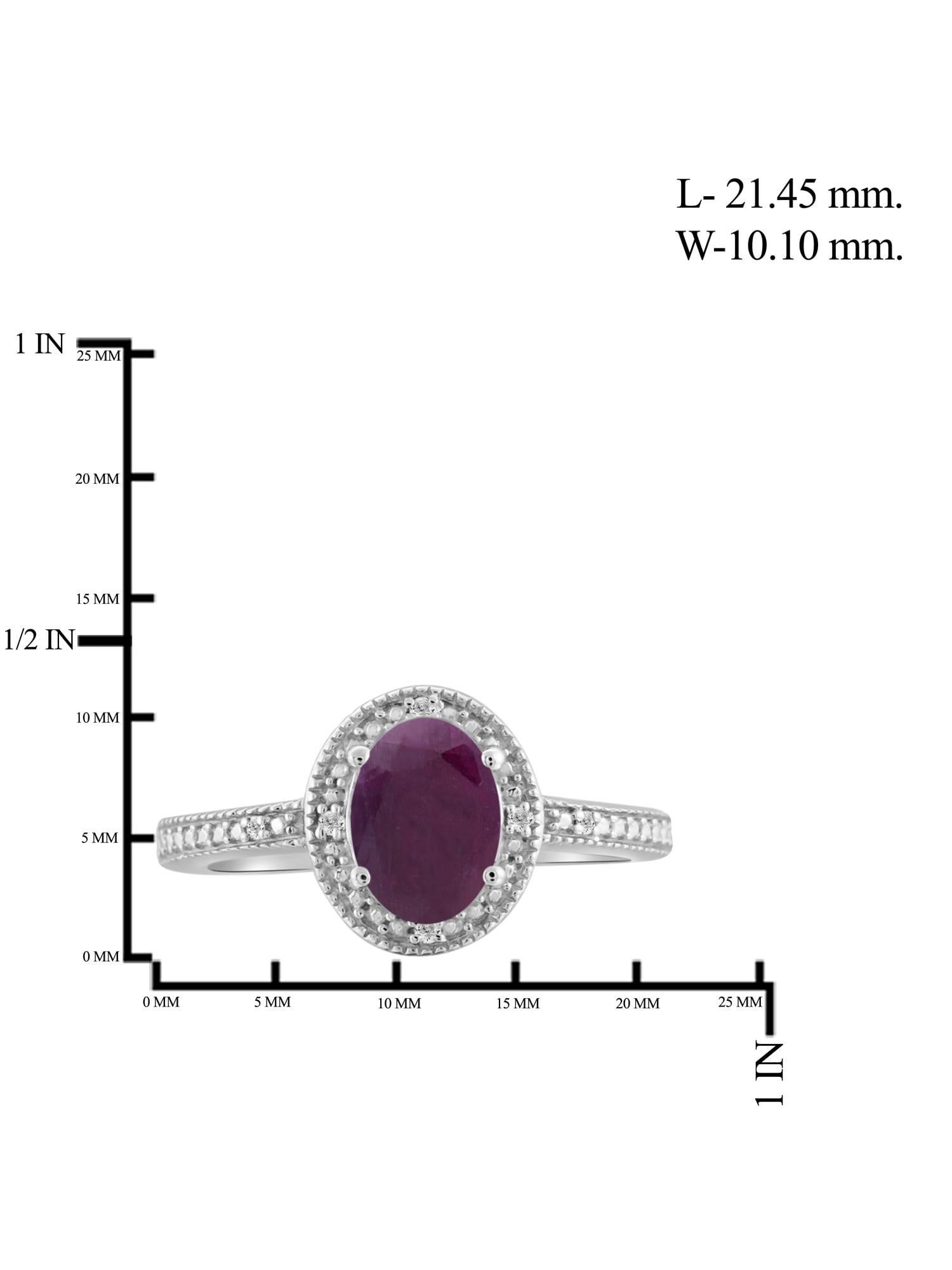 JewelersClub Ruby Ring Birthstone Jewelry – 2.00 Carat Ruby 0.925 Sterling Silver Ring Jewelry with White Diamond Accent – Gemstone Rings with Hypoallergenic 0.925 Sterling Silver Band